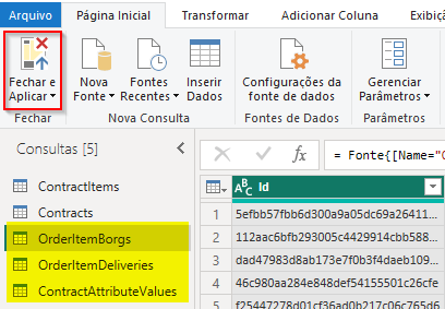 Figure 16. Screen with the Close & Apply option selected to save your changes