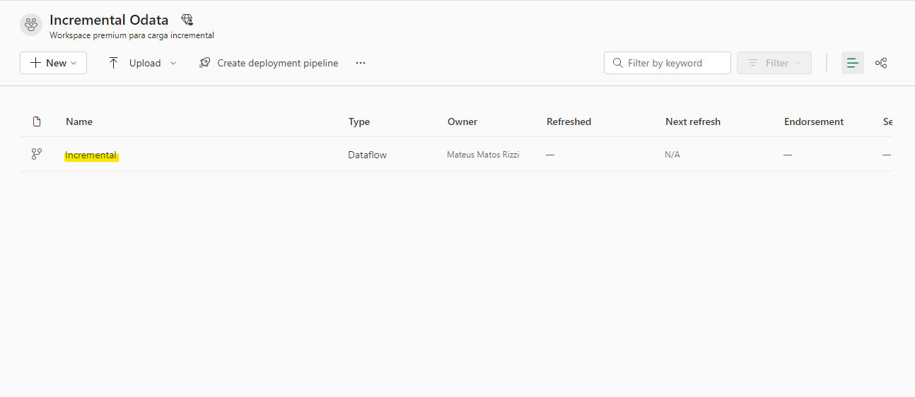 Figure 9. Imported Dataflow file