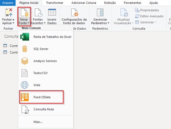 Figure 13. Options available in "New Source"