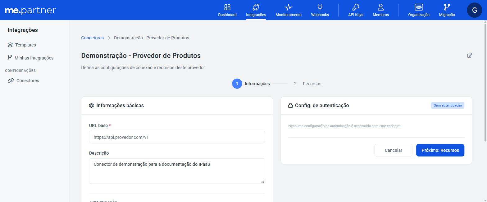 Figura 1. Novo conector REST, etapa Informações